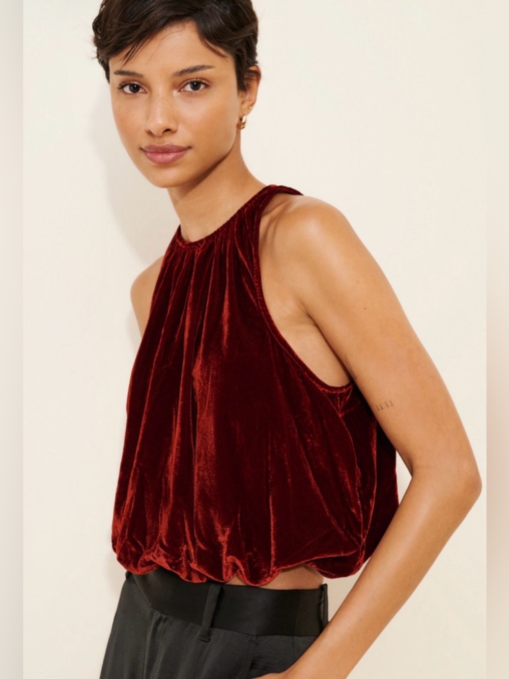 Anthropologie Velvet Bubble Tank in Brown